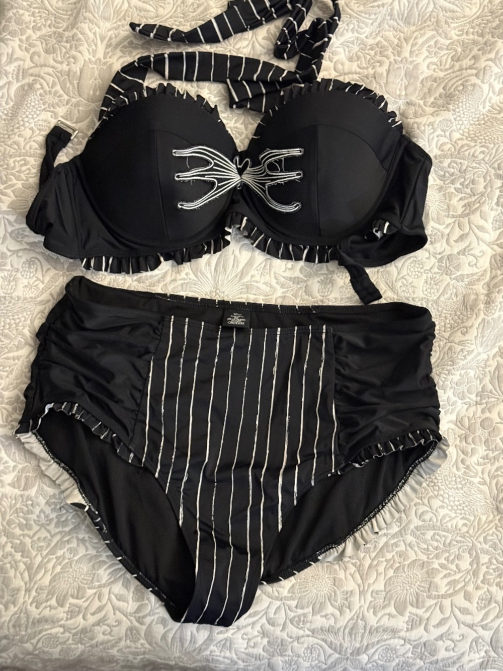 DISNEY Hot Topic The Nightmare Before Christmas Jack Skellington Halter Swim Top